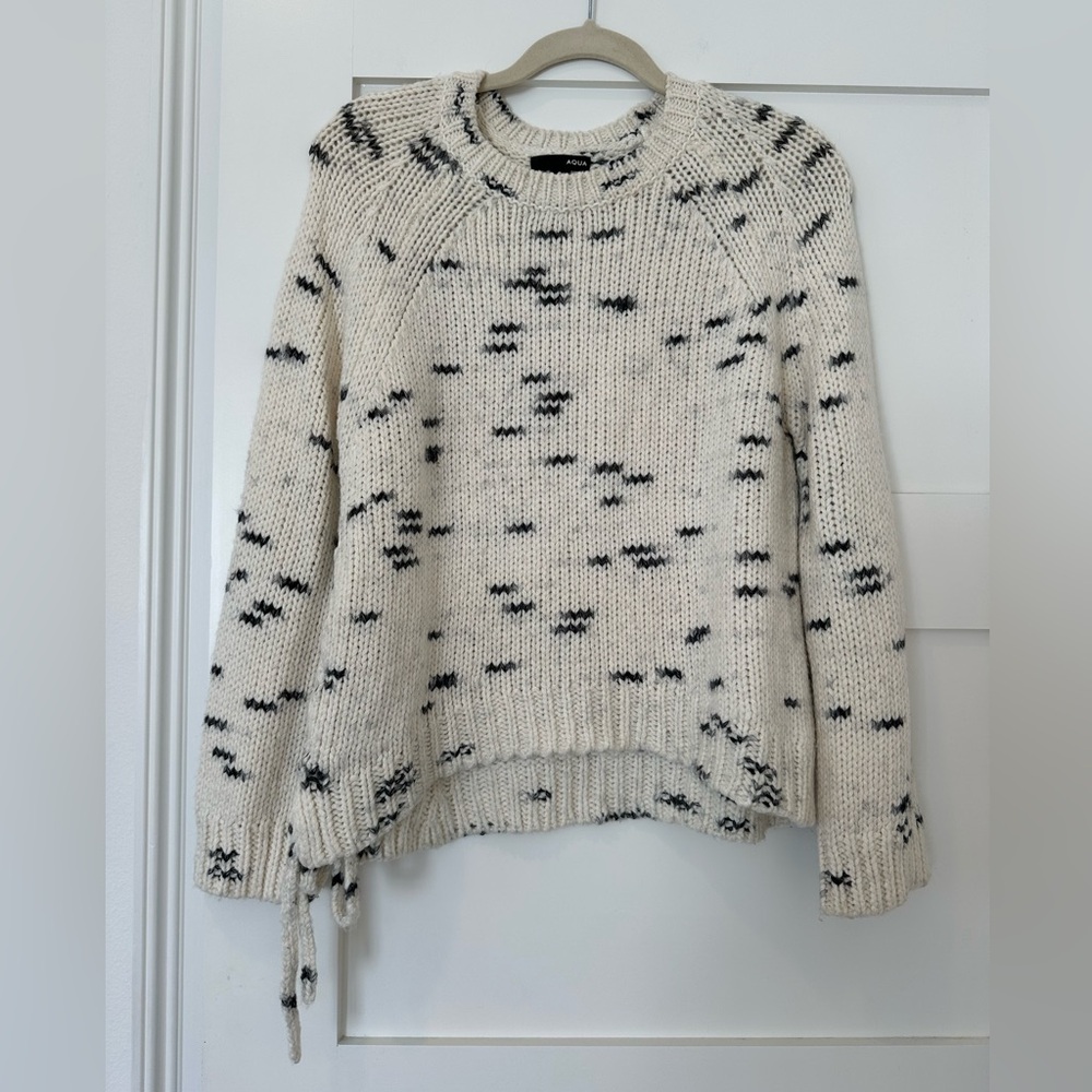 Aqua Cream and Black Sweater